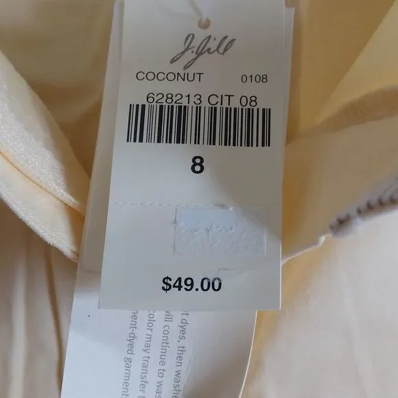 J. JILL pale yellow crop cotton pants genuine fit at Waist Size 8 NWT - Picture 5 of 8